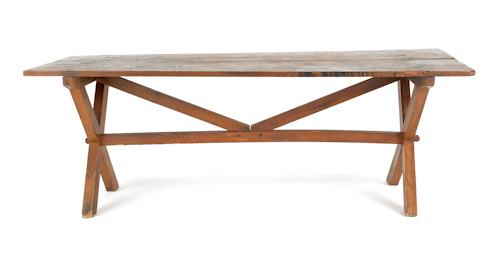 New England pine sawbuck table