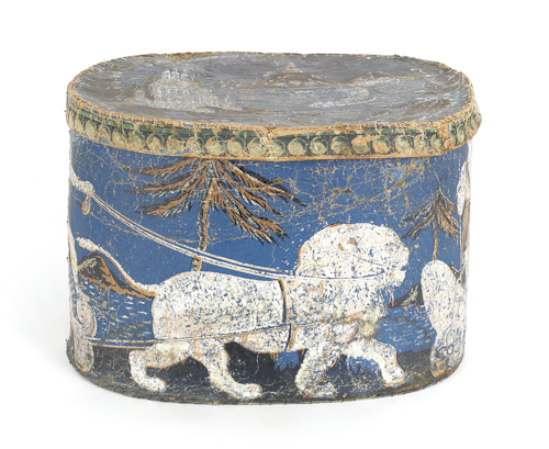 Wallpaper hat box 19th c decorated 174d02