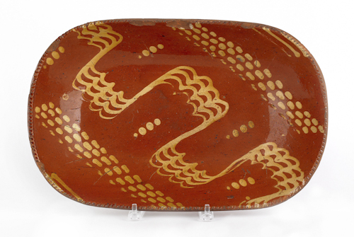 Large redware loaf dish 19th c  174d1e