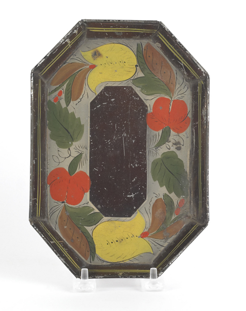 Small tole tray 19th c with vibrant 174d32