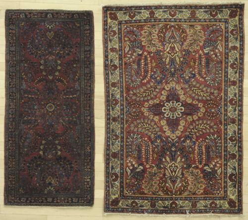 Two Sarouk mats ca 1920 5 x 3 4  174d6c