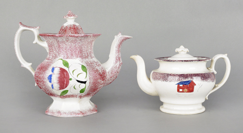 Red spatter teapot 19th c with 174d74
