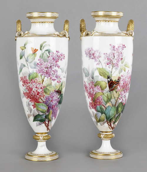 Pair of Minton painted porcelain