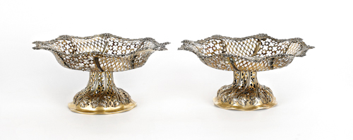 Pair of English silver reticulated