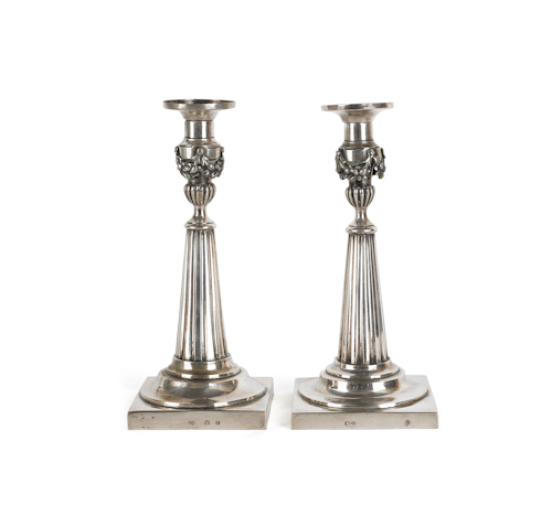 Pair of Continental silver candlesticks
