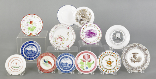 Thirteen Staffordshire cup plates ca.