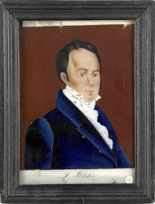 Reverse painted portrait of Daniel Webster