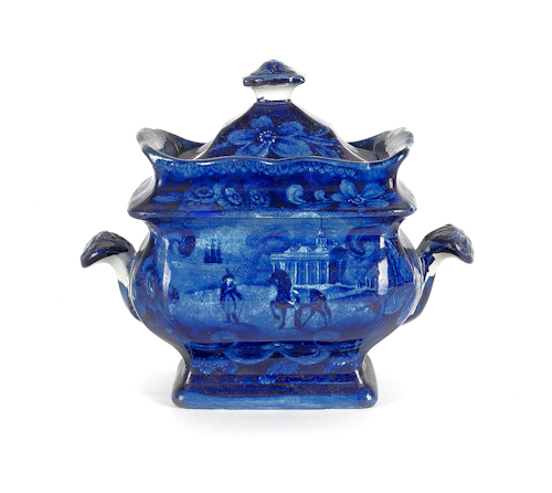 Historical blue Staffordshire covered