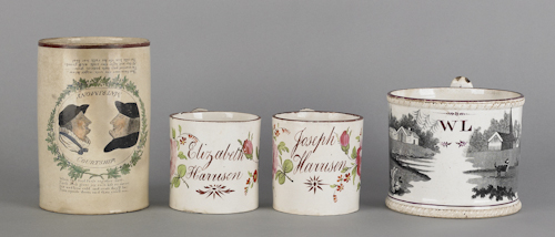Four Staffordshire mugs ca 1820 174e06