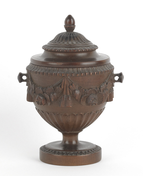 American carved cherry lidded urn 174e11