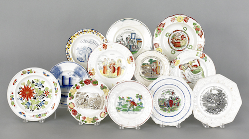 Group of twelve transfer decorated Staffordshire