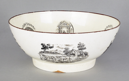 Large English creamware bowl 19th 174e43