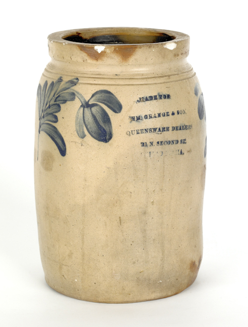 Pennsylvania stoneware crock 19th c.