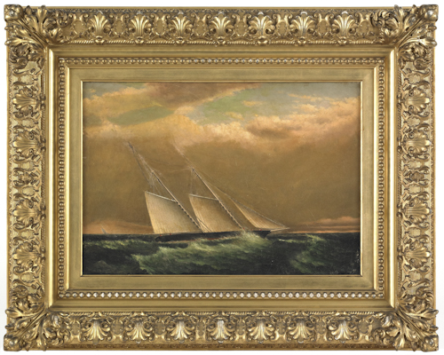 Oil on canvas nautical scene with