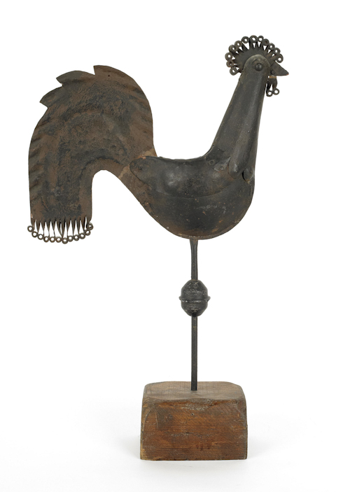 French tin full body rooster weathervane