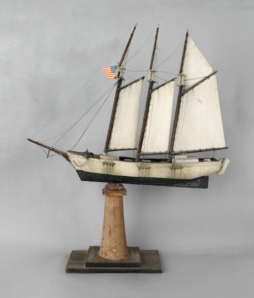 Painted wood and tin ship model 174ef1