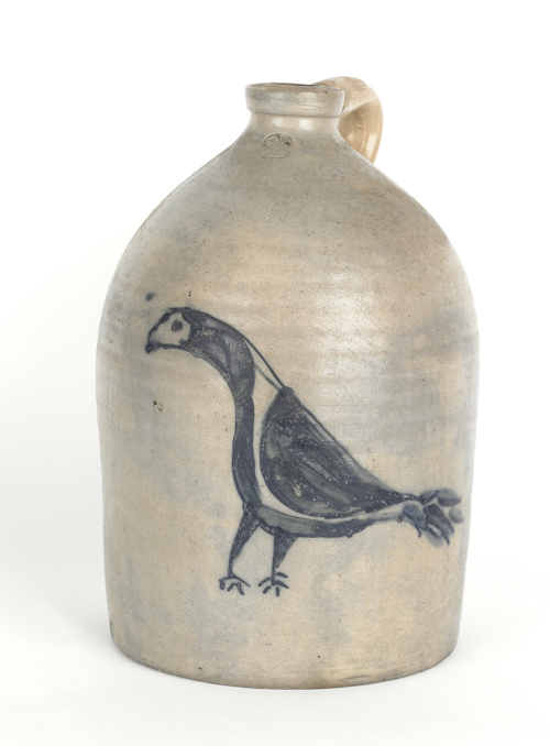 Stoneware crock mid 19th c. with bird