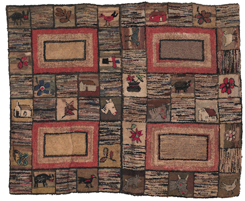 American hooked rug late 19th c  174f13