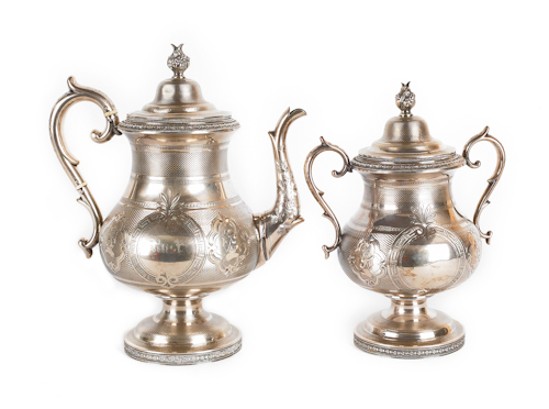 New York silver coffee pot and covered