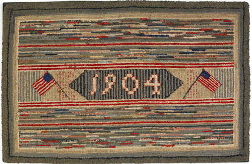 Framed American hooked rug with 174f34