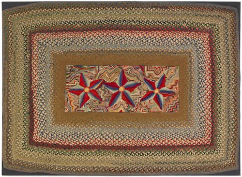 Vibrant framed braided rug early