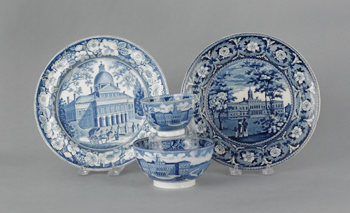Two historical blue Staffordshire plates