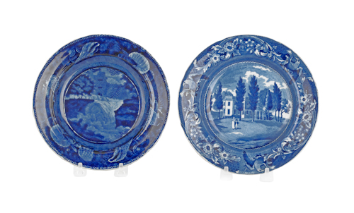 Two historical blue Staffordshire plates