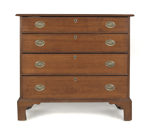 New England Chippendale birch chest