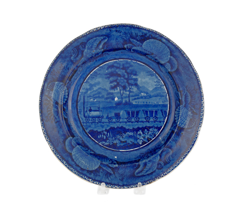 Historical blue Staffordshire plate