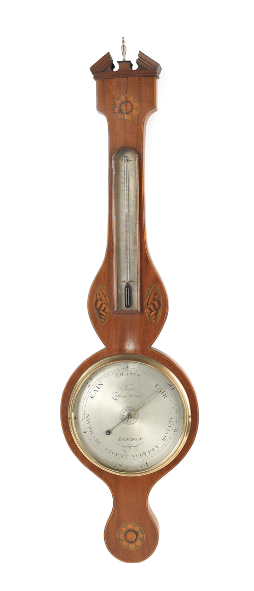 English mahogany banjo form barometer