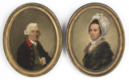 Pair of English oil on canvas portraits