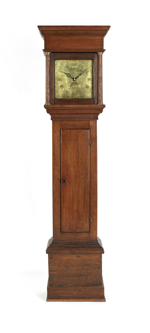 English oak tall case clock ca.