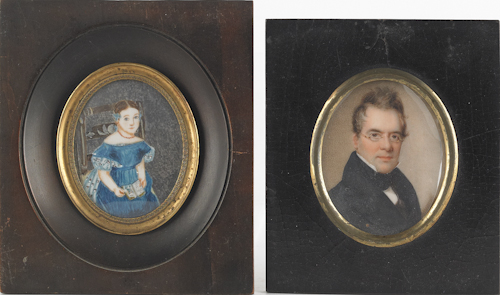 Two miniature portraits on ivory early