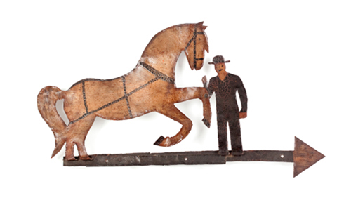 Painted sheet iron man and horse 175011