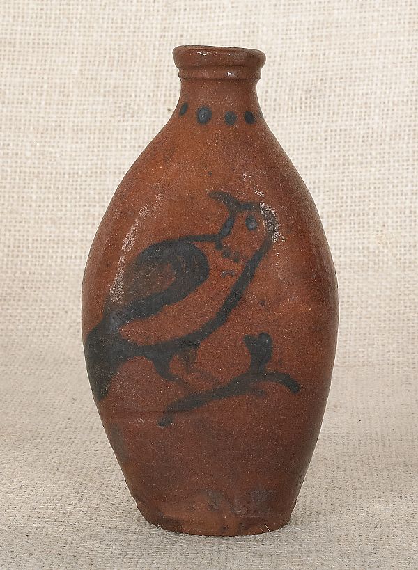 Pennsylvania redware flask 19th 1750c5
