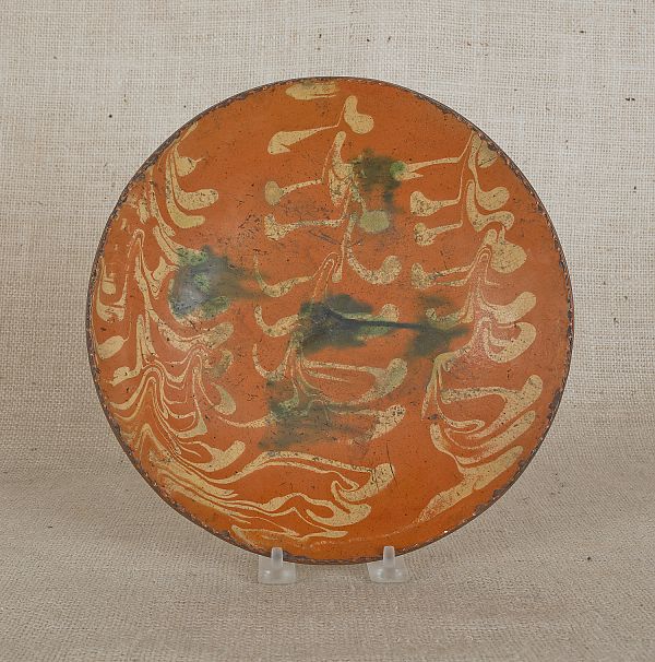 Redware pie plate 19th c with 17510c
