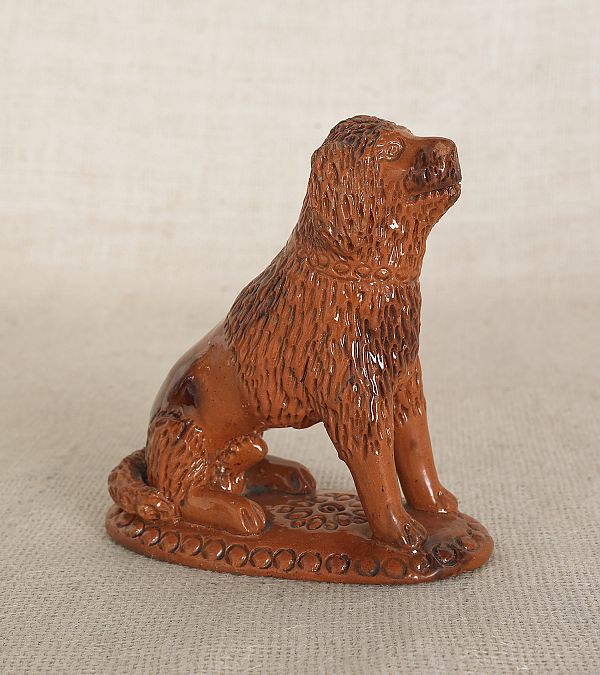Pennsylvania redware seated dog 17517b