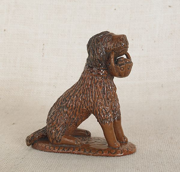 Pennsylvania redware seated dog 17517d