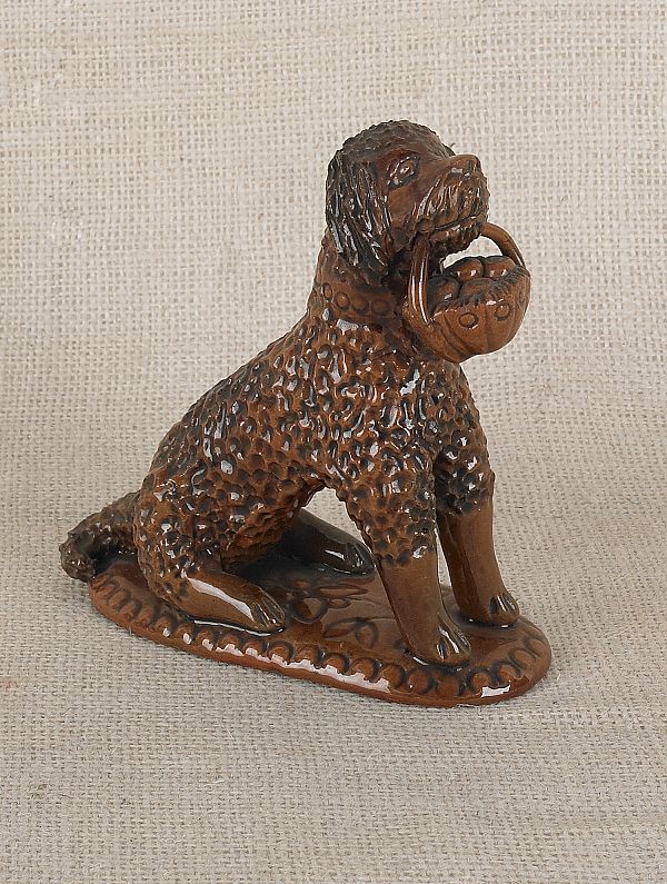Pennsylvania redware seated dog 1751be