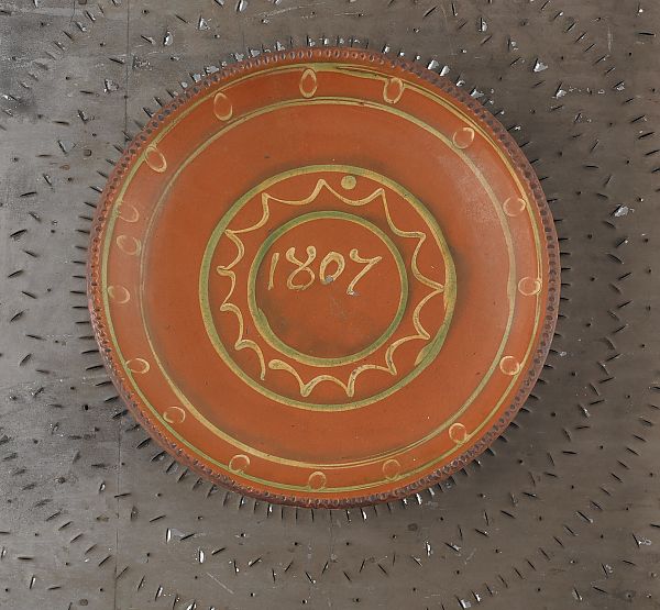 Pennsylvania redware charger dated 1751eb