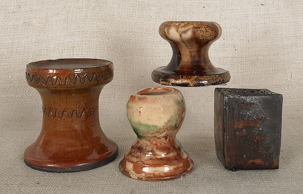 Three redware stove feet 19th c  1751fc