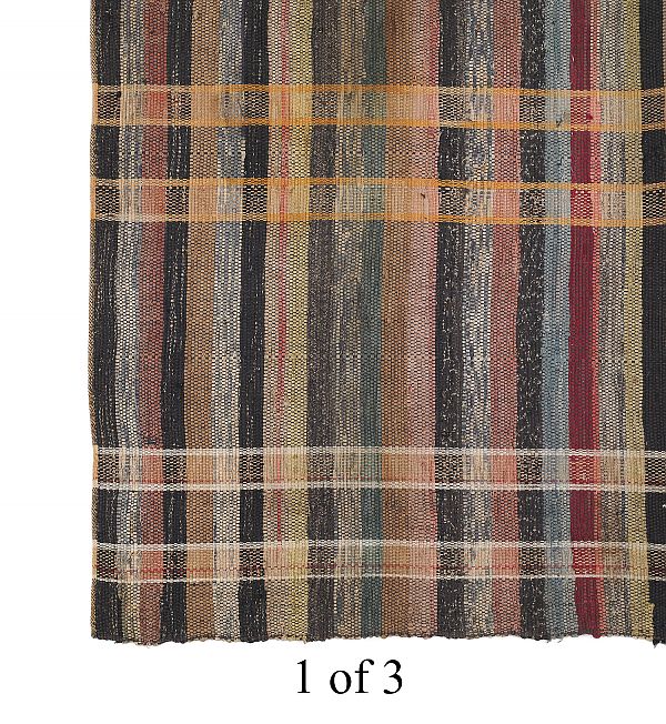 Three pieces of striped rag rug 17522a