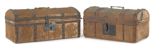 Two hide covered dome top boxes 175238