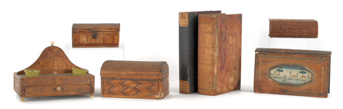 Four marquetry inlaid boxes 19th 175234