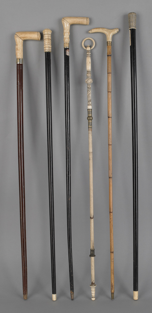 Four ivory and bone handle canes