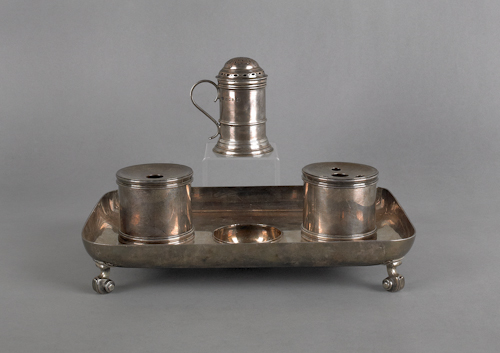 English silver standish by Creighton