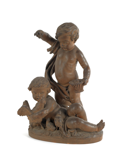 Terra cotta figure of two putti 17525b