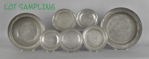 Twelve continental pewter plates 17527c