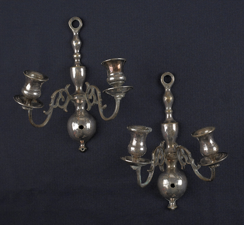 Pair of silver plated sconces ca  1752c1