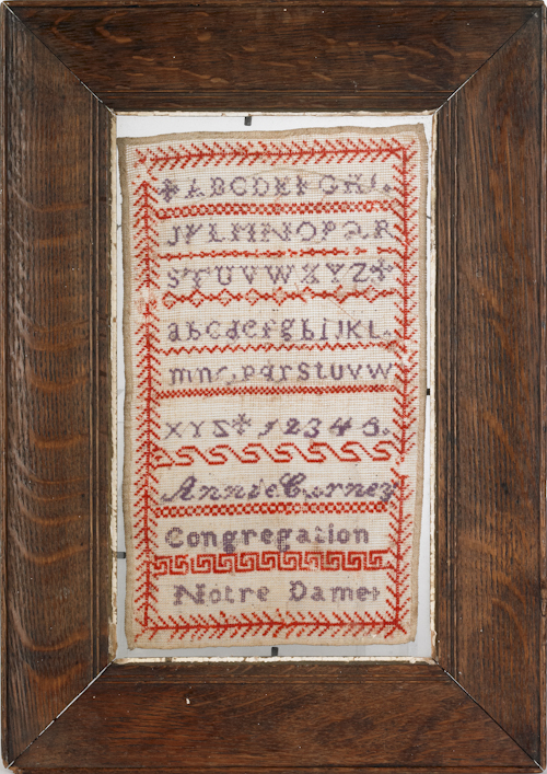 Wool marking sampler inscribed 1752cd